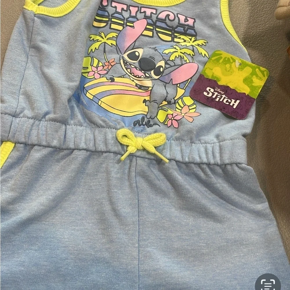 Disney Stitch Blue Romper with Yellow Highlights